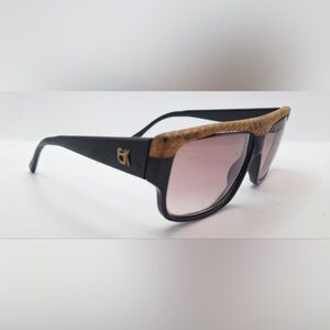 Vintage Emmanuelle Khan Black Brown Rectangular Sunglasses Frames Only